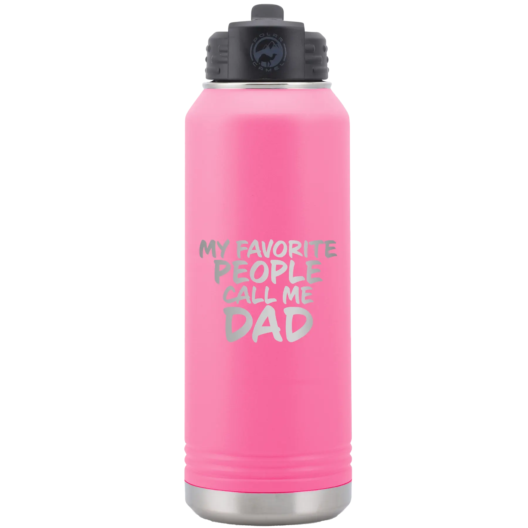 Laser etched pink 32 oz vacuum insulated water bottle with 'My favorite People' design