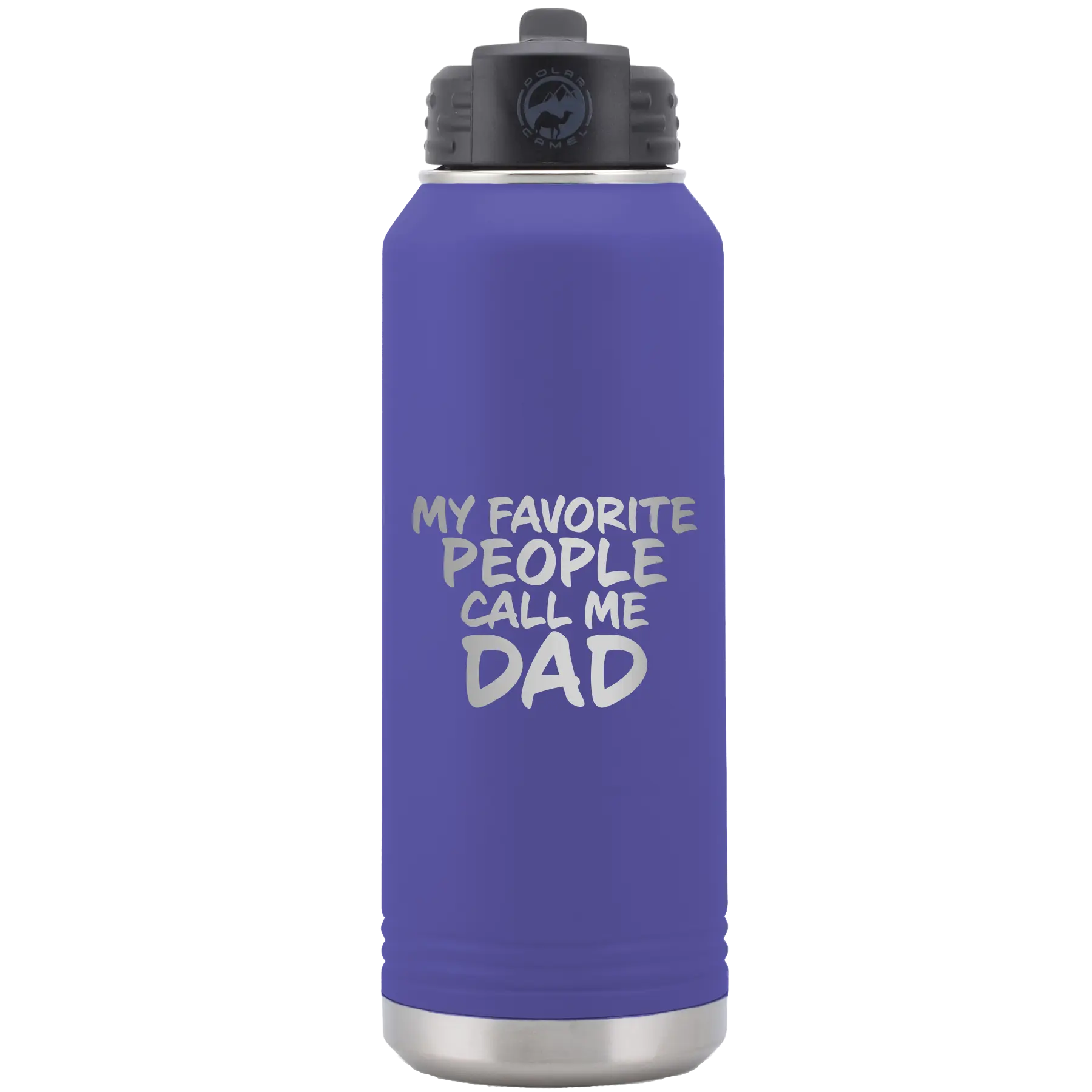 Laser etched purple 32 oz vacuum insulated water bottle with 'My favorite People' design