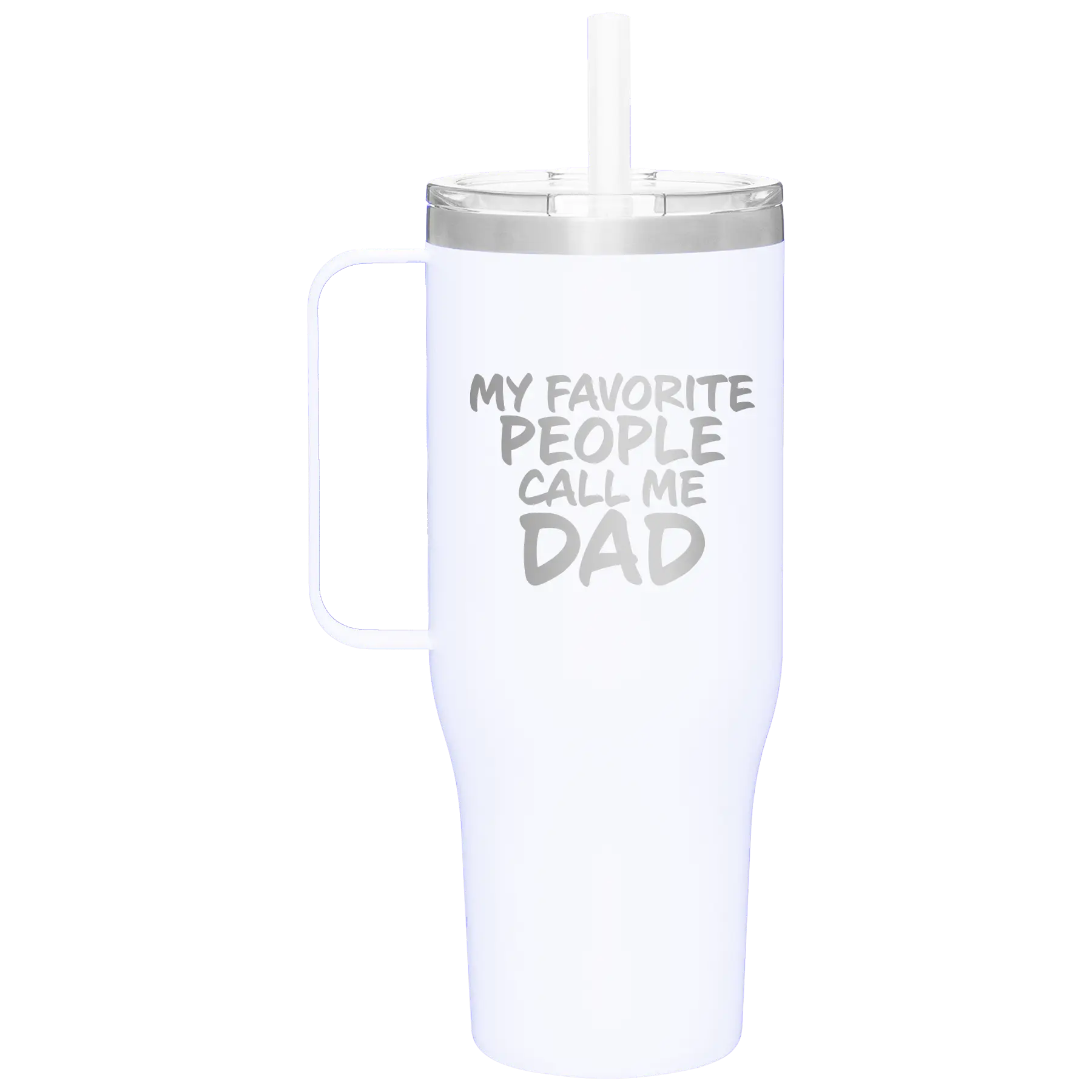 Personalized white 40 oz vacuum insulated tumbler mug with 'My favorite People' design