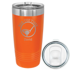 Laser etched orange 20 oz vacuum insulated tumbler with 'Partee Time' design