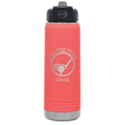 Laser etched coral 20 oz vacuum insulated water bottle with 'Partee Time' design
