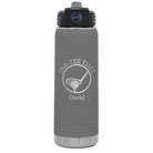 Laser etched dark gray 20 oz vacuum insulated water bottle with 'Partee Time' design