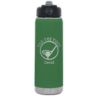 Laser etched green 20 oz vacuum insulated water bottle with 'Partee Time' design