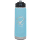 Laser etched light blue 20 oz vacuum insulated water bottle with 'Partee Time' design