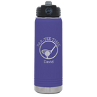 Laser etched purple 20 oz vacuum insulated water bottle with 'Partee Time' design
