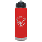 Laser etched red 20 oz vacuum insulated water bottle with 'Partee Time' design