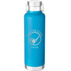 Laser etched aqua 24 oz vacuum insulated water bottle with 'Partee Time' design
