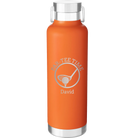 Laser etched orange 24 oz vacuum insulated water bottle with 'Partee Time' design