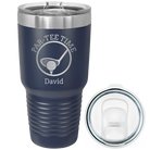 Laser etched navy 30 oz vacuum insulated tumbler with 'Partee Time' design