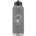 Laser etched dark gray 32 oz vacuum insulated water bottle with 'Partee Time' design