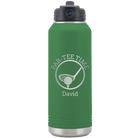 Laser etched green 32 oz vacuum insulated water bottle with 'Partee Time' design