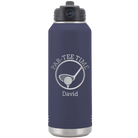 Laser etched navy 32 oz vacuum insulated water bottle with 'Partee Time' design
