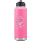 Laser etched pink 32 oz vacuum insulated water bottle with 'Partee Time' design