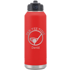 Laser etched red 32 oz vacuum insulated water bottle with 'Partee Time' design