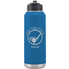 Laser etched royal blue 32 oz vacuum insulated water bottle with 'Partee Time' design