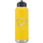 Laser etched yellow 32 oz vacuum insulated water bottle with 'Partee Time' design