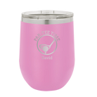 Personalized light purple 12 oz vacuum insulated wine cup with etched 'Partee Time' design