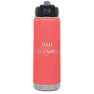Laser etched coral 20 oz vacuum insulated water bottle with 'Parent to Grandparent' design