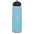 Laser etched light blue 20 oz vacuum insulated water bottle with 'Parent to Grandparent' design