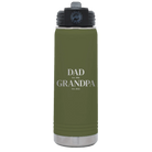Laser etched olive green 20 oz vacuum insulated water bottle with 'Parent to Grandparent' design