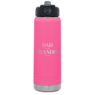 Laser etched pink 20 oz vacuum insulated water bottle with 'Parent to Grandparent' design