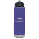 Laser etched purple 20 oz vacuum insulated water bottle with 'Parent to Grandparent' design