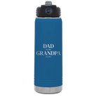 Laser etched royal blue 20 oz vacuum insulated water bottle with 'Parent to Grandparent' design