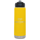 Laser etched yellow 20 oz vacuum insulated water bottle with 'Parent to Grandparent' design