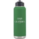 Laser etched green 32 oz vacuum insulated water bottle with 'Parent to Grandparent' design