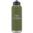 Laser etched olive green 32 oz vacuum insulated water bottle with 'Parent to Grandparent' design