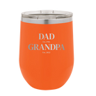 Personalized orange 12 oz vacuum insulated wine cup with etched 'Parent to Grandparent' design
