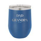 Personalized royal blue 12 oz vacuum insulated wine cup with etched 'Parent to Grandparent' design
