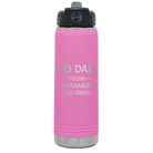 Laser etched light purple 20 oz vacuum insulated water bottle with 'Reasons You Drink' design