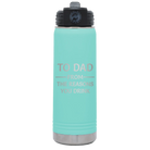 Laser etched teal 20 oz vacuum insulated water bottle with 'Reasons You Drink' design
