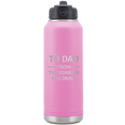 Laser etched light purple 32 oz vacuum insulated water bottle with 'Reasons You Drink' design