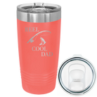 Laser etched coral 20 oz vacuum insulated tumbler with 'Reel Cool Dad' design