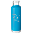 Laser etched aqua 24 oz vacuum insulated water bottle with 'Reel Cool Dad' design