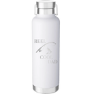 Laser etched white 24 oz vacuum insulated water bottle with 'Reel Cool Dad' design