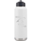 Laser etched white 32 oz vacuum insulated water bottle with 'Reel Cool Dad' design