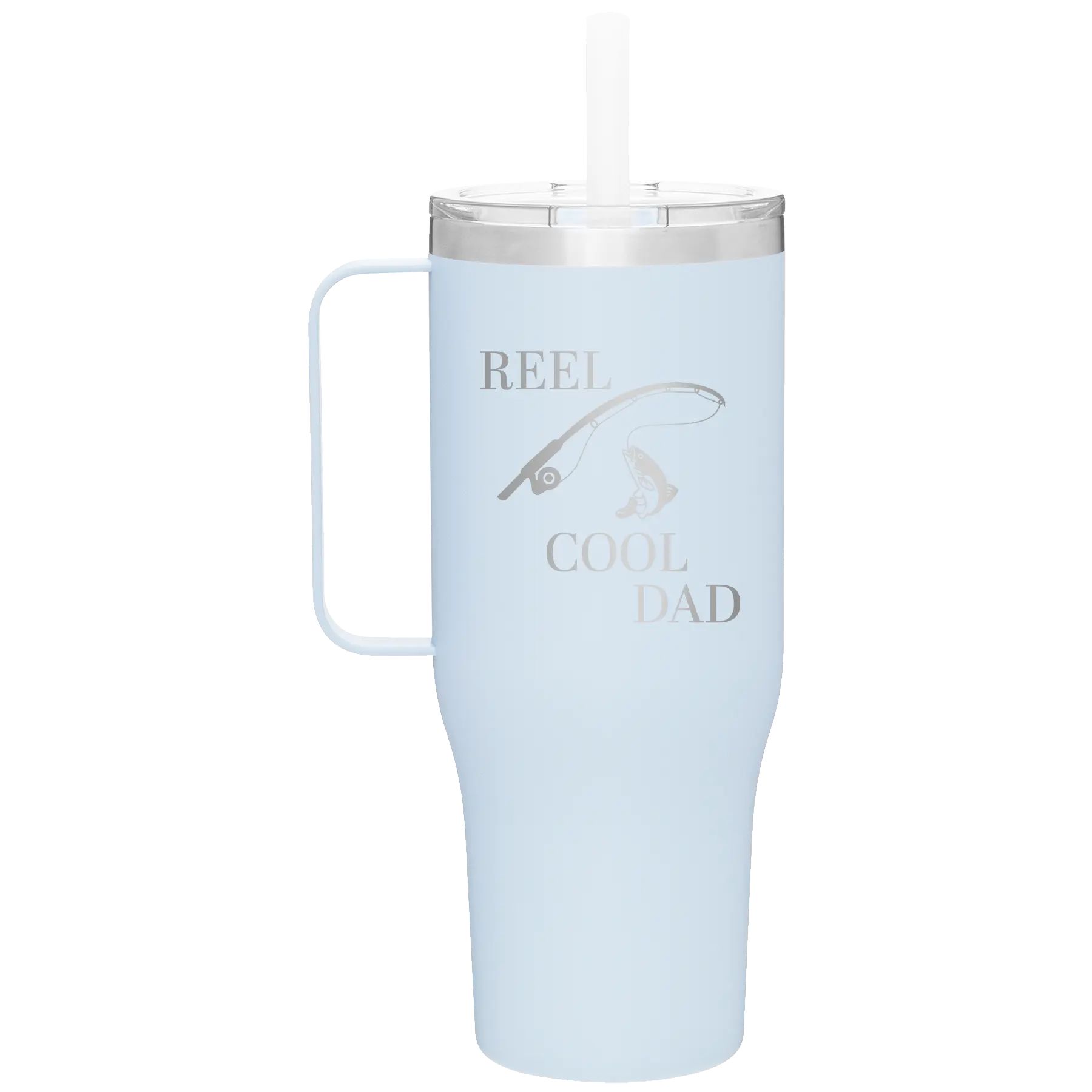 Personalized landfall 40 oz vacuum insulated tumbler mug with 'Reel Cool Dad' design