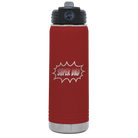 Laser etched maroon 20 oz vacuum insulated water bottle with 'Super Dad' design