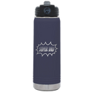 Laser etched navy 20 oz vacuum insulated water bottle with 'Super Dad' design