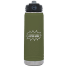 Laser etched olive green 20 oz vacuum insulated water bottle with 'Super Dad' design