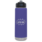 Laser etched purple 20 oz vacuum insulated water bottle with 'Super Dad' design