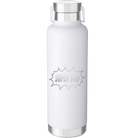 Laser etched white 24 oz vacuum insulated water bottle with 'Super Dad' design