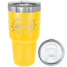 Laser etched yellow 30 oz vacuum insulated tumbler with 'Super Dad' design