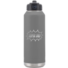 Laser etched dark gray 32 oz vacuum insulated water bottle with 'Super Dad' design