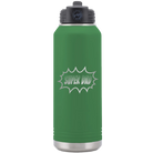 Laser etched green 32 oz vacuum insulated water bottle with 'Super Dad' design
