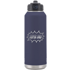 Laser etched navy 32 oz vacuum insulated water bottle with 'Super Dad' design