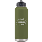 Laser etched olive green 32 oz vacuum insulated water bottle with 'Super Dad' design